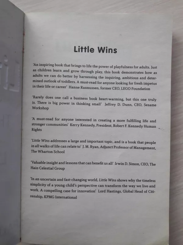 Little Wins: The Huge Power of Thinking Like a Toddler - Paul Lindley, knyga