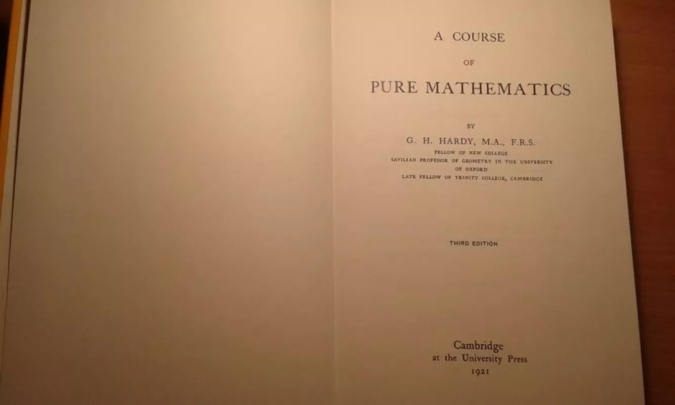 A Course of Pure Mathematics - G. H. Hardy, knyga