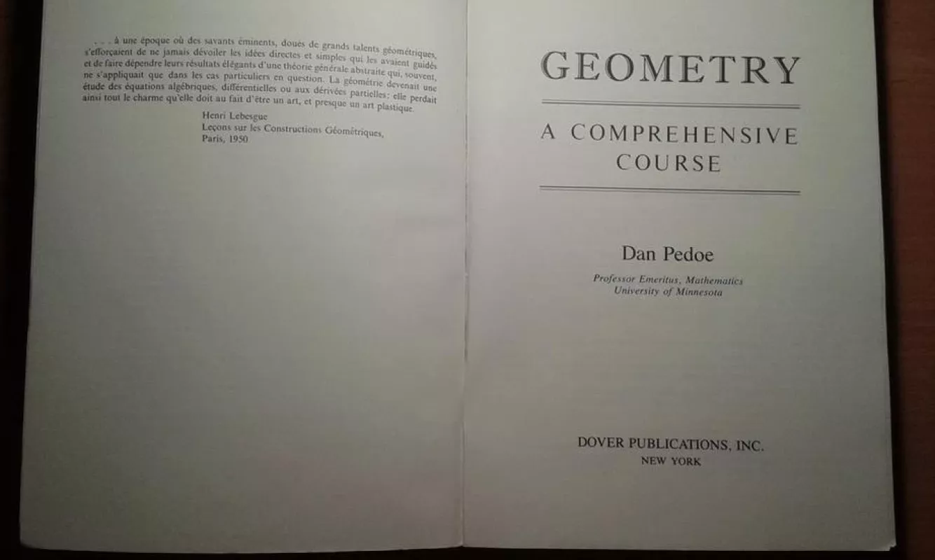 Geometry: A Comprehensive Course - Dan Pedoe, knyga