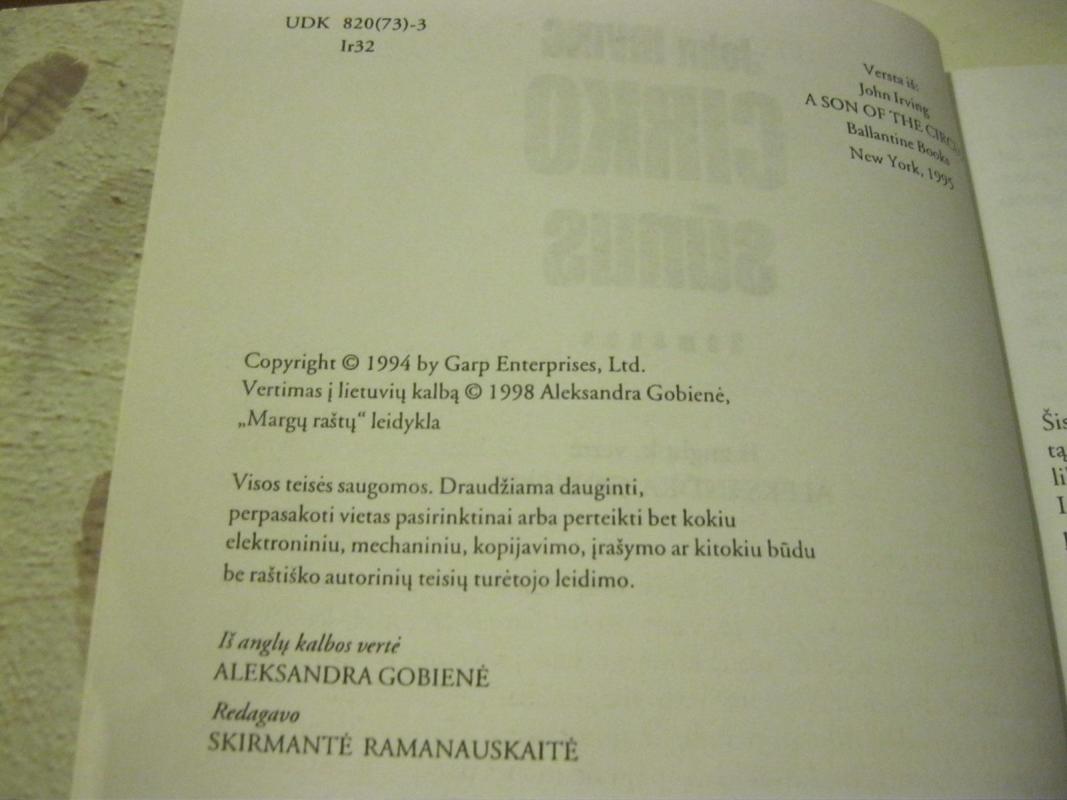 Cirko sūnus - John Irving, knyga 5