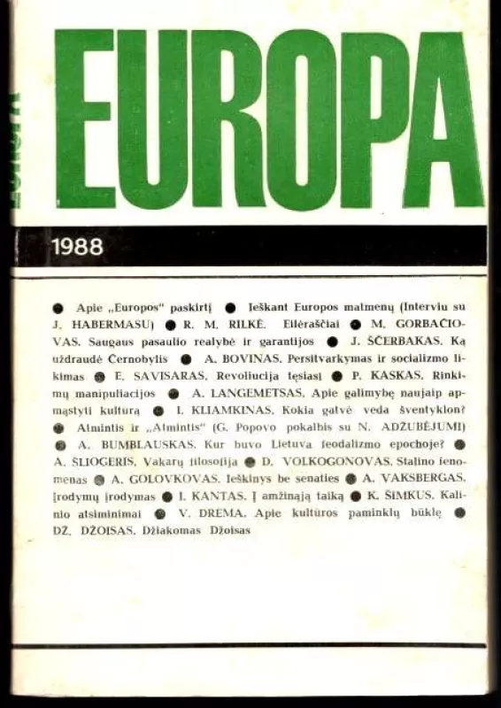 Europa. 1988 Lietuvos persitvarkymo sąjūdžio almanachas - Romualdas Ozolas, knyga