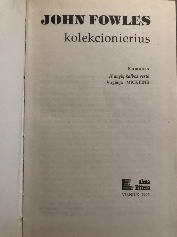 Kolekcionierius - John Fowles, knyga