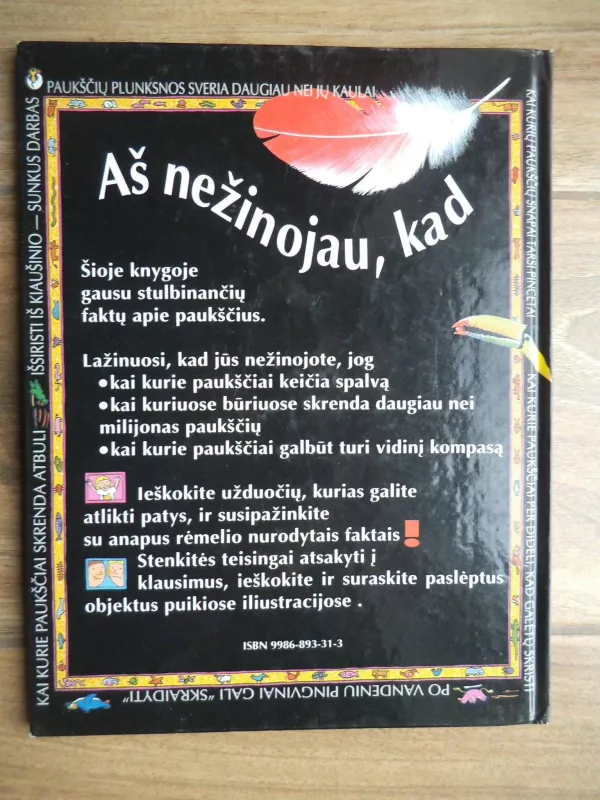 Aš nežinojau, kad kai kurie paukščiai kybo žemyn galva - Claire Llewellyn, knyga 2