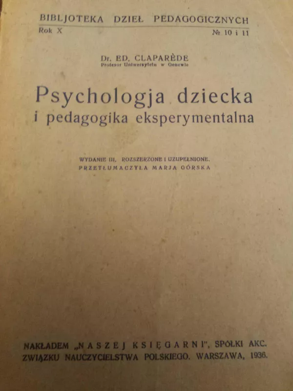 Psychologja dziecka - Ed Claparede, knyga 5