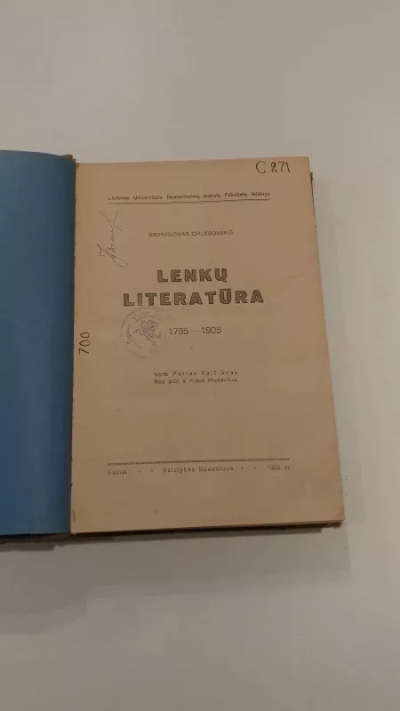 Lenkų literatūra 1795-1905 - Bronislovas Chlebovskis, knyga