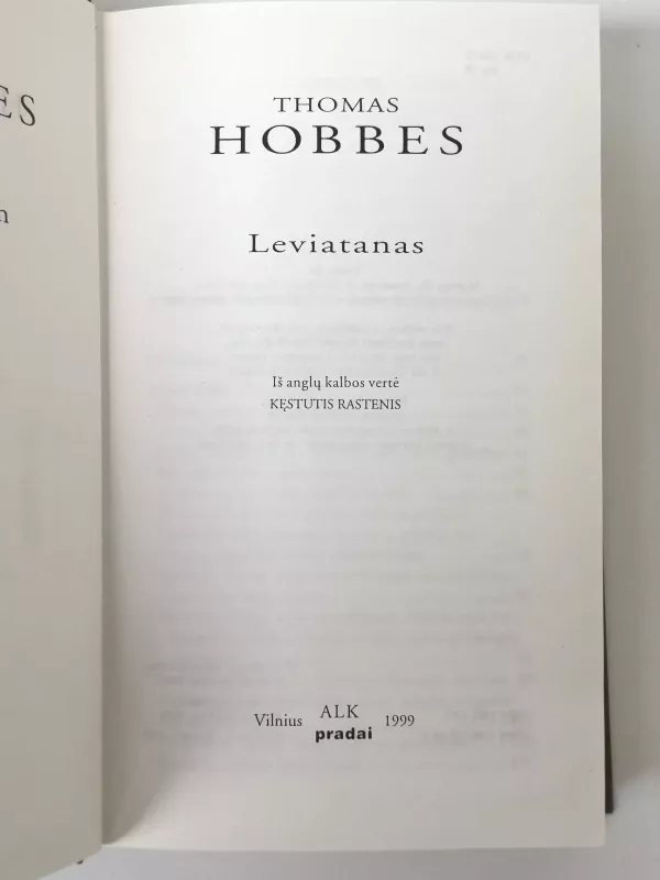 Leviatanas - T. Hobbes, knyga