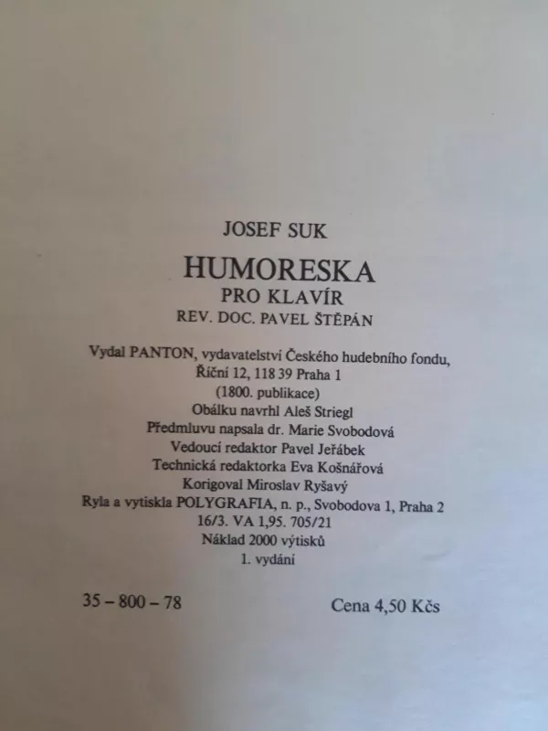 Humoreska - Josef Suk, knyga