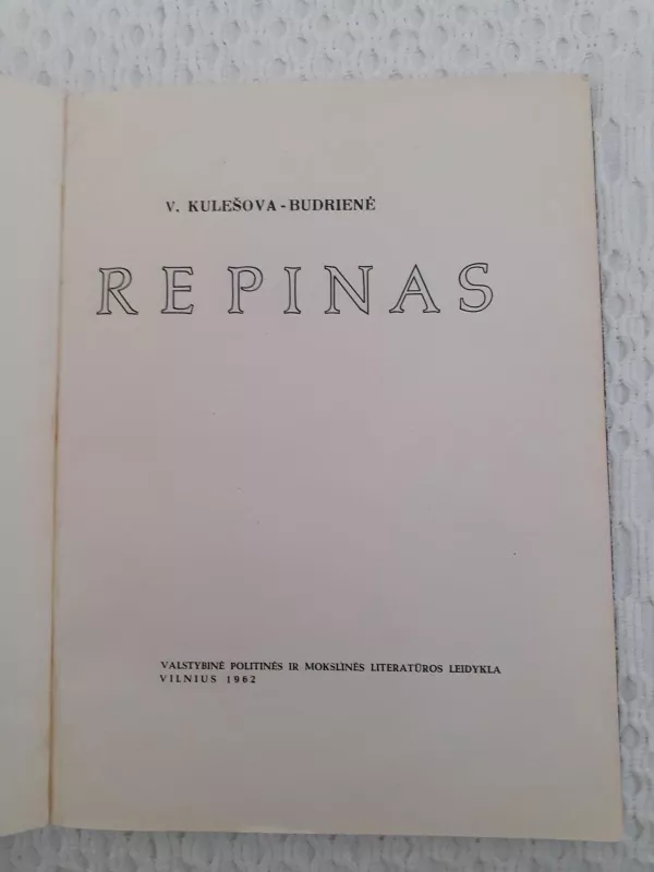 Repinas - V. Kulešova-Budrienė, knyga
