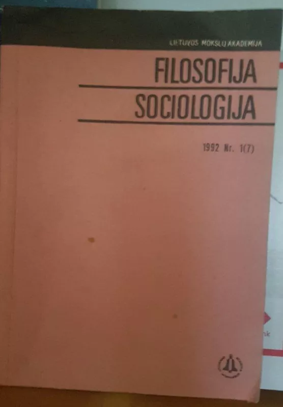 Filosofija, sociologija 1992 Nr. 1 - Autorių Kolektyvas, knyga