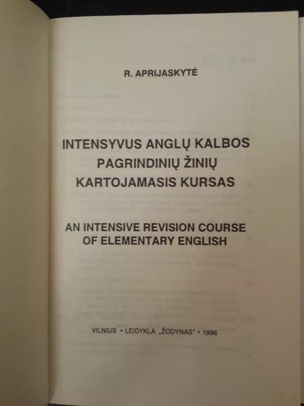 Intensyvus anglų kalbos pagrindinių žinių kartojamasis kursas - R. Aprijaskytė, L.  Pažūsis, knyga 3