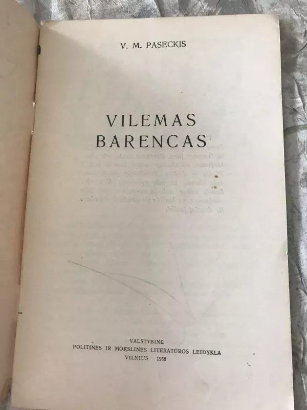 vilemas barenas - V.M. Paseckis, knyga 2