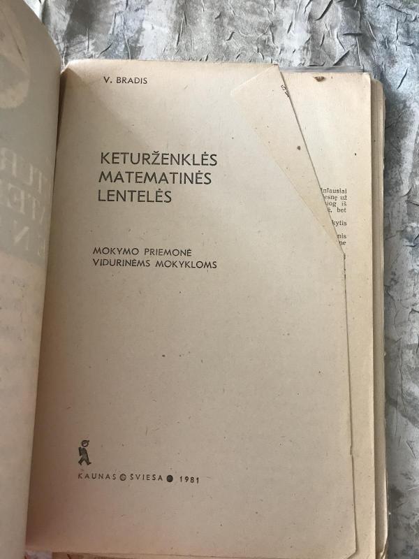 Keturženklės matematinės lentelės - V. Bradis, knyga 2