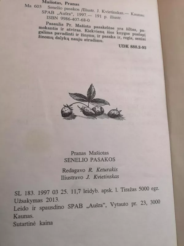 P.Mašiotas Senelio pasakos - Pranas Mašiotas, knyga