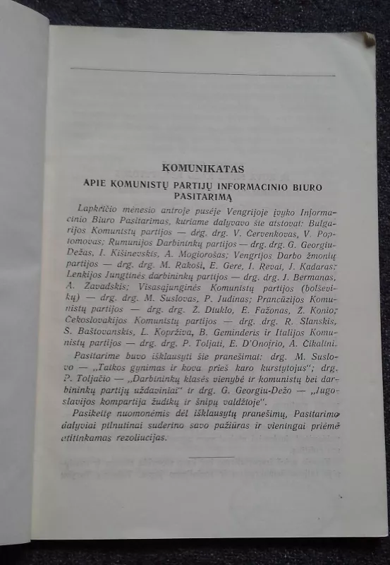 Komunistų partijų informacinio biuro pasitarimas 1949 metų lapkričio antroje pusėje Vengrijoje - Autorių Kolektyvas, knyga 4