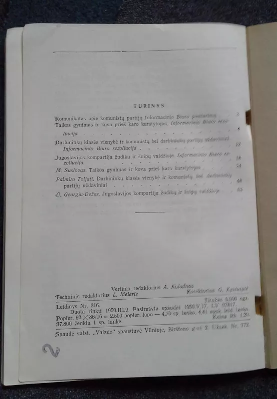 Komunistų partijų informacinio biuro pasitarimas 1949 metų lapkričio antroje pusėje Vengrijoje - Autorių Kolektyvas, knyga 3