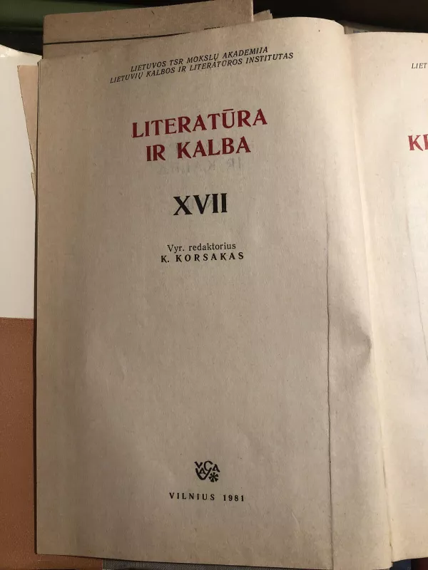 Literatūra ir kalba XVII. Vincas Krėvė-Mickevičius - K. Korsakas, knyga 2