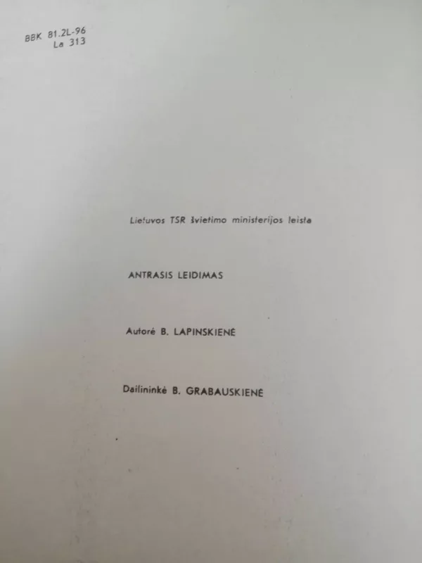 Lietuvių kalbos gramatikos ir rašybos pratimai III klasei Nr. 1 - Bronė Lapinskienė, knyga 2