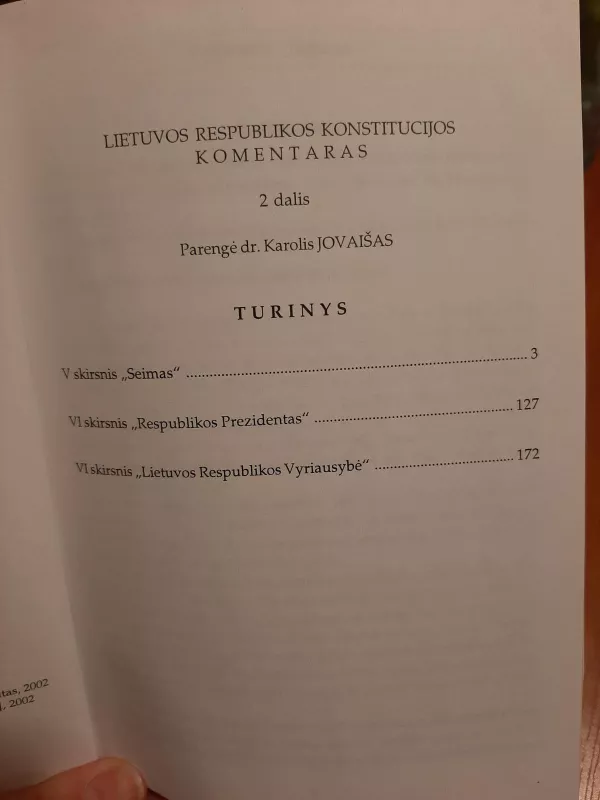 Lietuvos respublikos konstitucijos komentaras (2 dalis) - Autorių Kolektyvas, knyga