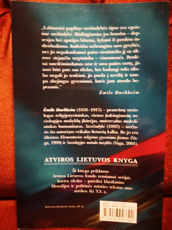 Savižudybė - Emile Durkheim, knyga