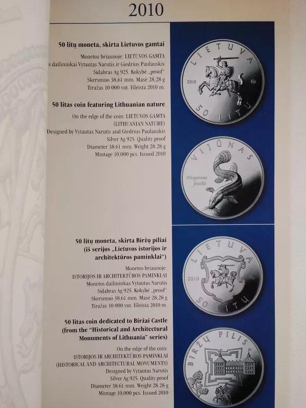 Lietuviškos kolekcinės monetos 1993-2010 - bankas Lietuvos, knyga