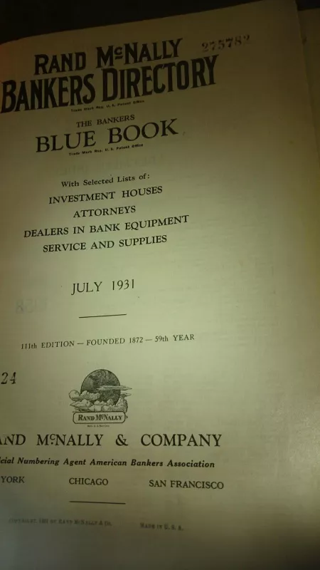 Rand McNally Bankers Directory (July 1931) - Rand McNally, knyga 4