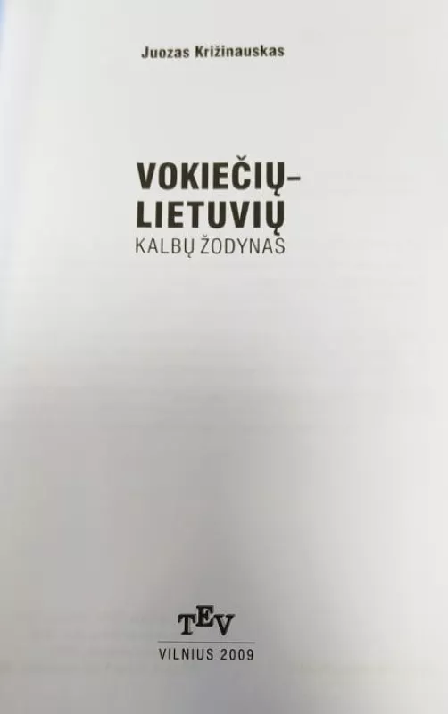 Vokiečių lietuvių kalbų žodynas - Juozas Križinauskas, knyga 2