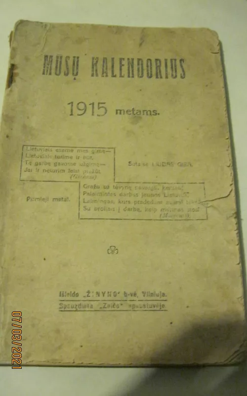 Mūsų kalendorius 1915 metams. - Autorių Kolektyvas, knyga 2