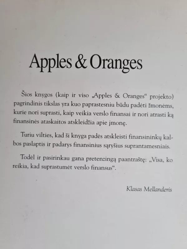 Apples and Oranges - Klasas Mellanderis, knyga 3