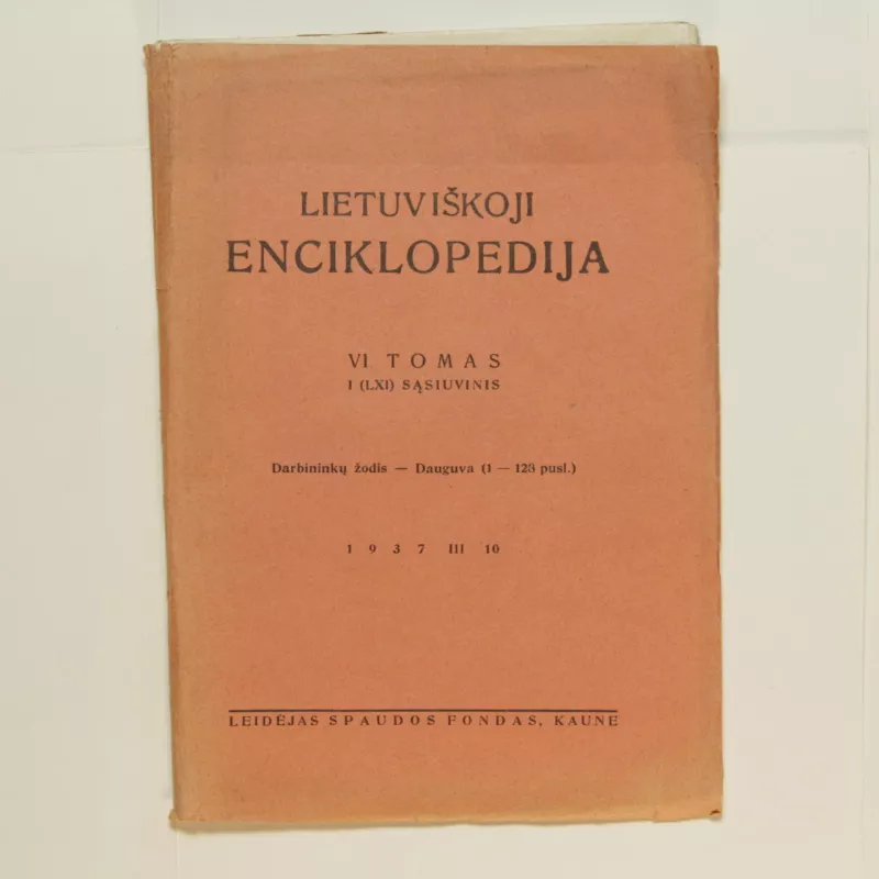 Lietuviškoji enciklopedija (VI tomas I sąsiuvinis) - Vaclovas Biržiška, knyga
