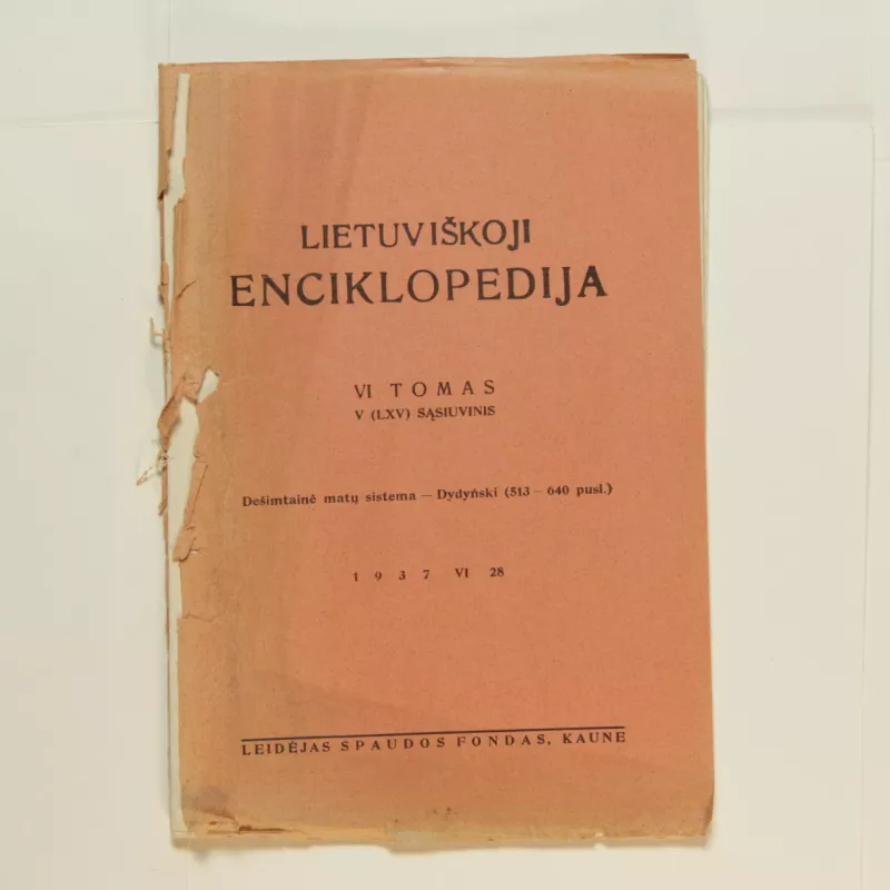 Lietuviškoji enciklopedija (VI tomas V sąsiuvinis) - Vaclovas Biržiška, knyga
