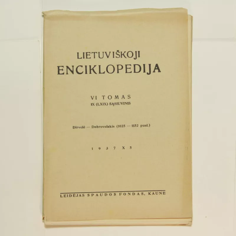Lietuviškoji enciklopedija (VI tomas IX sąsiuvinis) - Vaclovas Biržiška, knyga