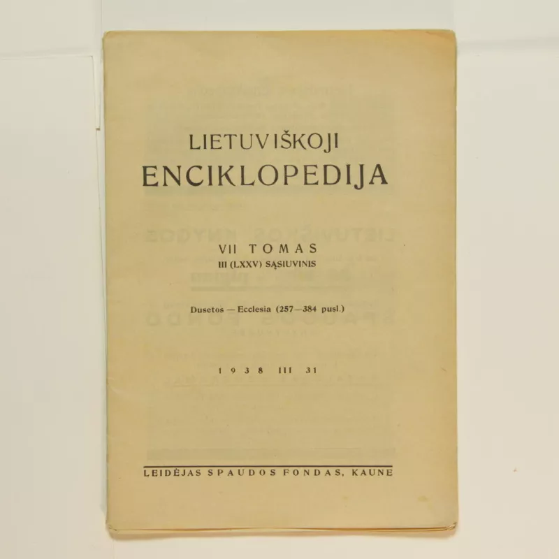Lietuviškoji enciklopedija VII Tomas III sąsiuvinis - Vaclovas Biržiška, knyga