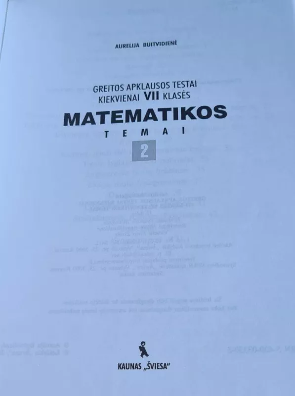 Greitos apklausos testai kiekvienai VII klasės matematikos temai (2 dalis) - Aurelija Buitvidienė, knyga