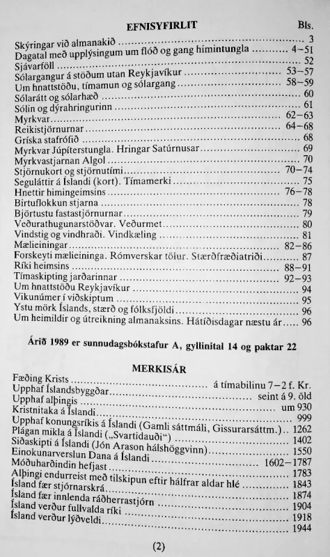 Almanak fyrir Ísland 1989 - Þorsteinn Sœmundsson, knyga 3