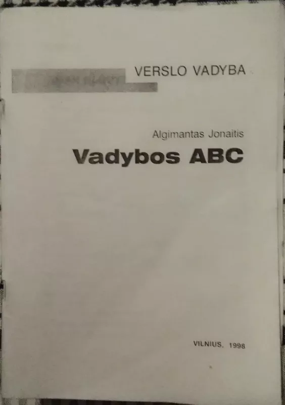 Vadybos ABC - Algimantas Jonaitis, knyga