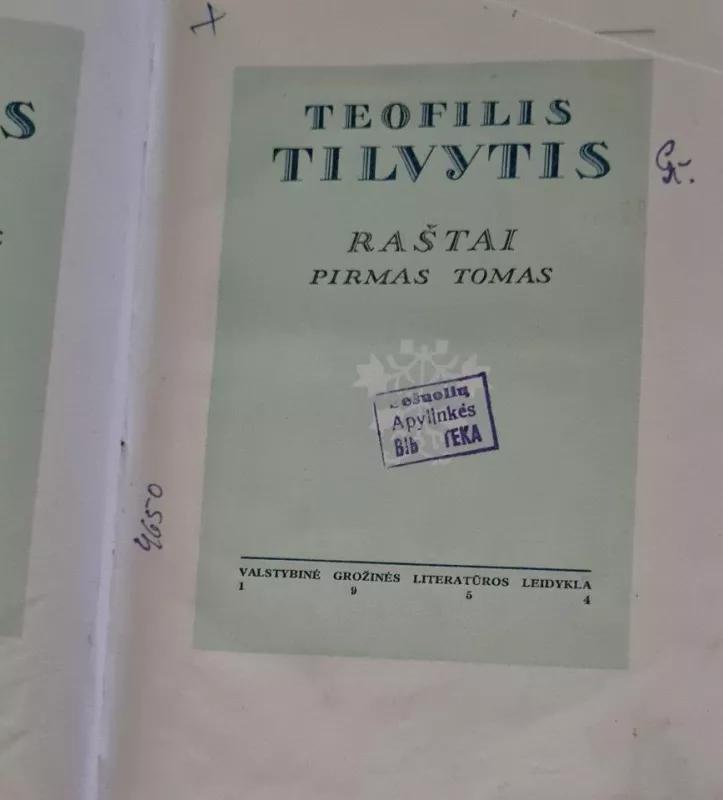 Raštai (1 tomas) - Teofilis Tilvytis, knyga