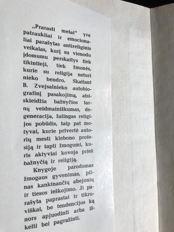 Prarasti metai - B. Zvejsalniekas, knyga 3