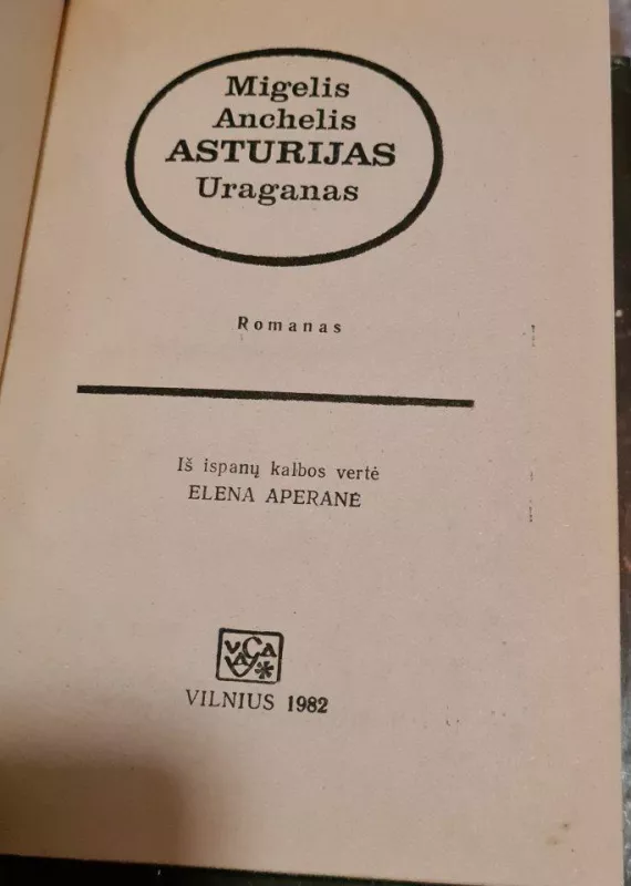 Uraganas - Migelis Anchelis Asturijas, knyga