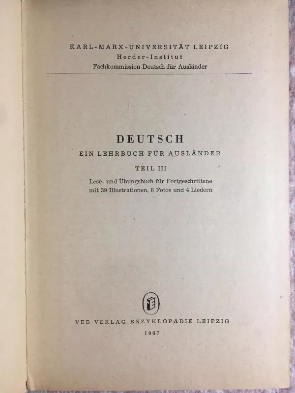 Deutsch - Ein Lehrbuch fur Auslander, Teil III - Autorių Kolektyvas, knyga 5