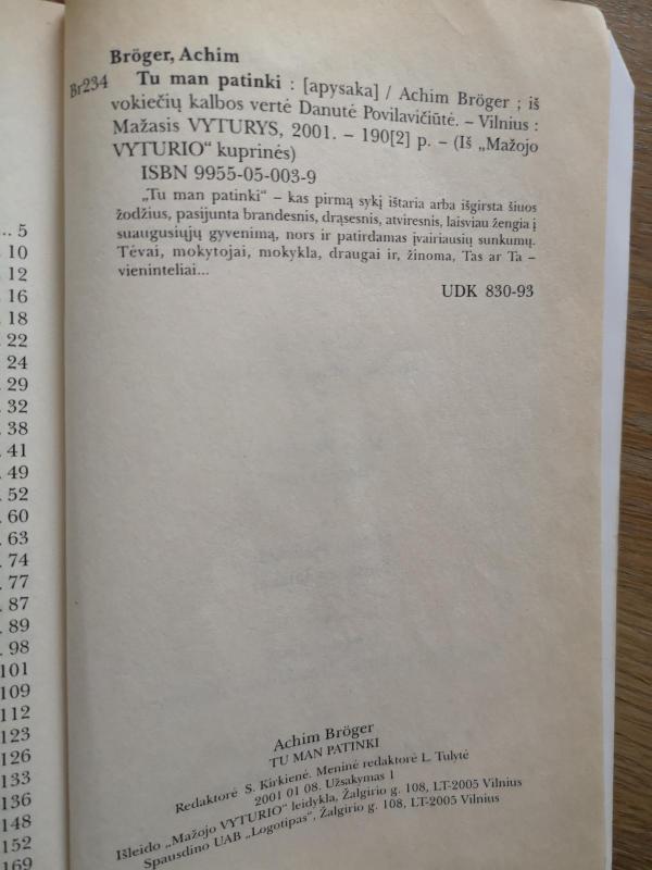 Tu man patinki - Achim Broger, knyga