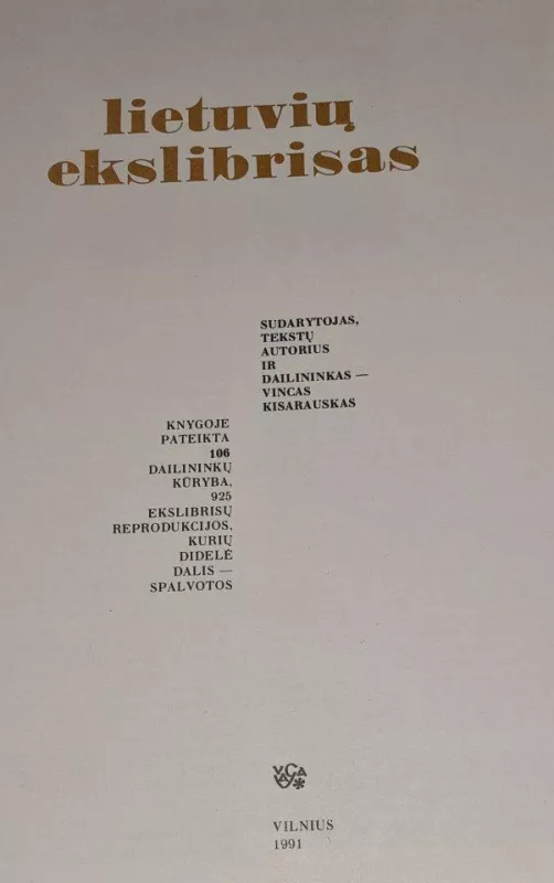Lietuvių ekslibrisas - Vincas Kisarauskas, knyga 3