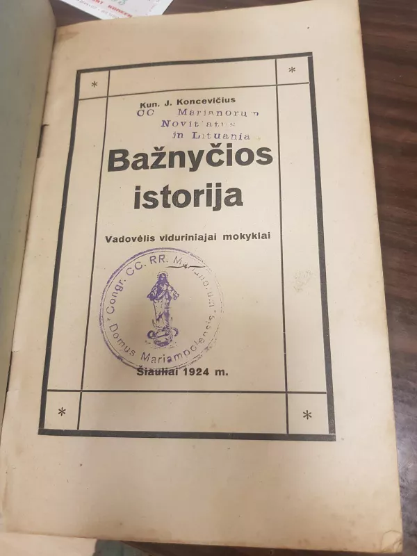 Kun.J.Koncevičius Bažnyčios istorija,1924 m - kun. I. Koncevičius, knyga 3