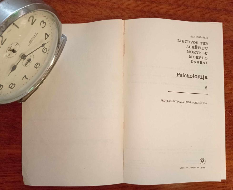 Lietuvos TSR aukštųjų mokyklų mokslo darbai Psichologija 8 - Autorių Kolektyvas, knyga 3