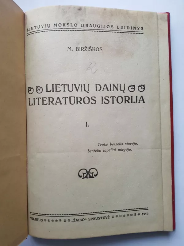 Lietuvių dainų literatūros istorija - M. Biržiška, knyga 3