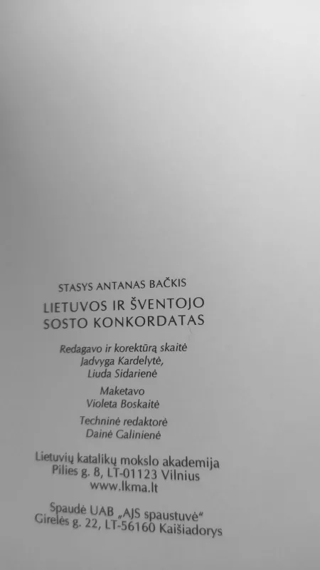 Lietuvos ir šventojo sosto konkordatas - Stasys Antanas Bačkis, knyga 5