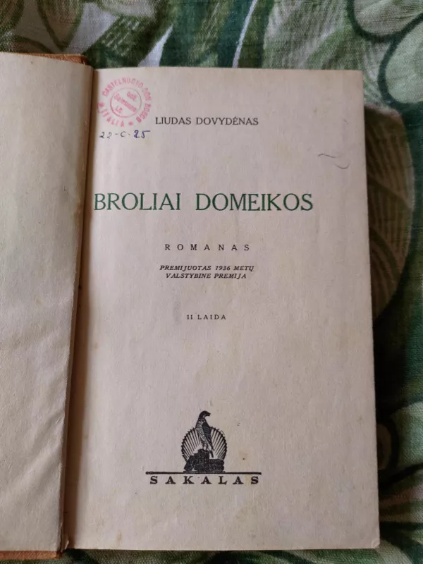 L.Dovydėnas Broliai Domeikos,1937 m - Liudas Dovydėnas, knyga