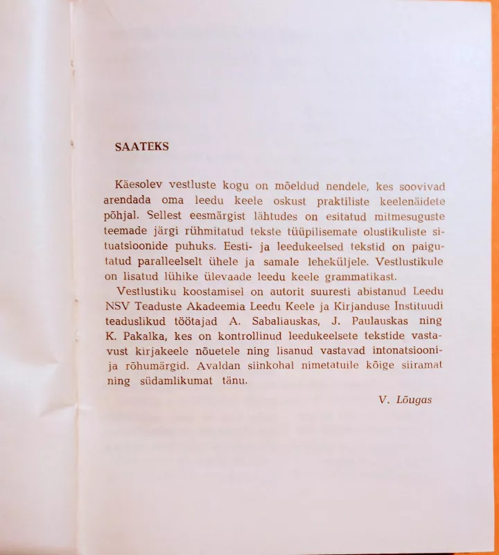 Estų-lietuvių kalbų pasikalbėjimai - V. Lougas, knyga 3