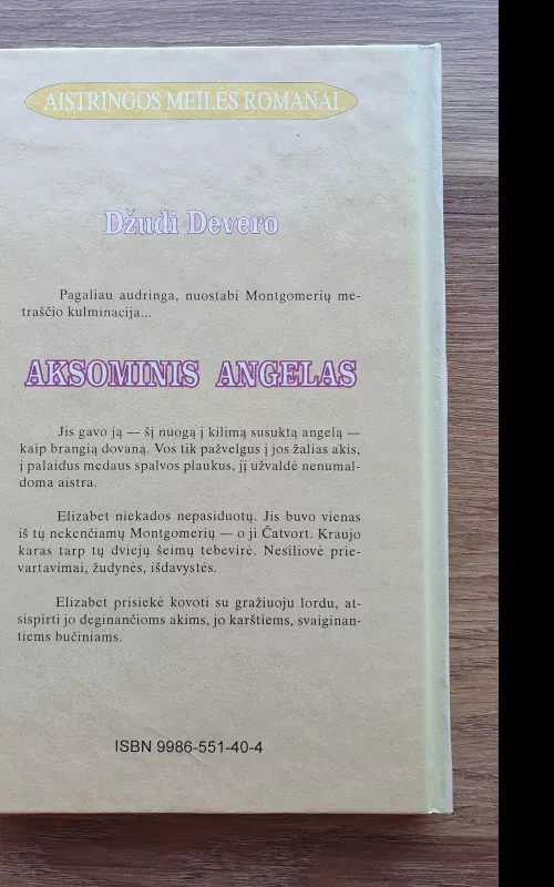 Aksominis angelas - Džudi Devero, knyga