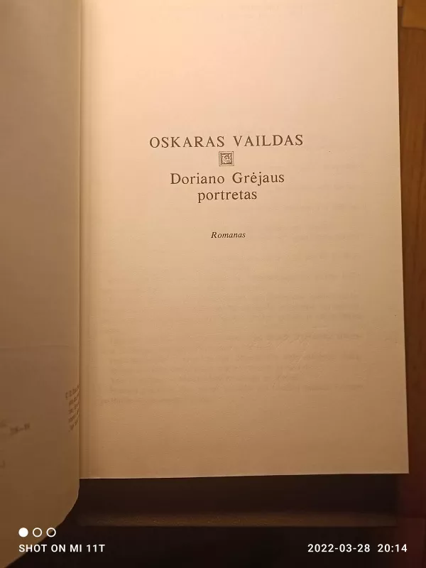 Doriano Grėjaus portretas. Menininko jaunų dienų portretas - Oskaras Vaildas, knyga 2