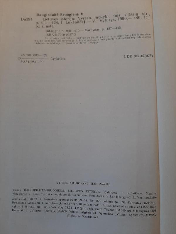 Lietuvos istorija - Vanda Daugirdaitė-Sruogienė, knyga 3